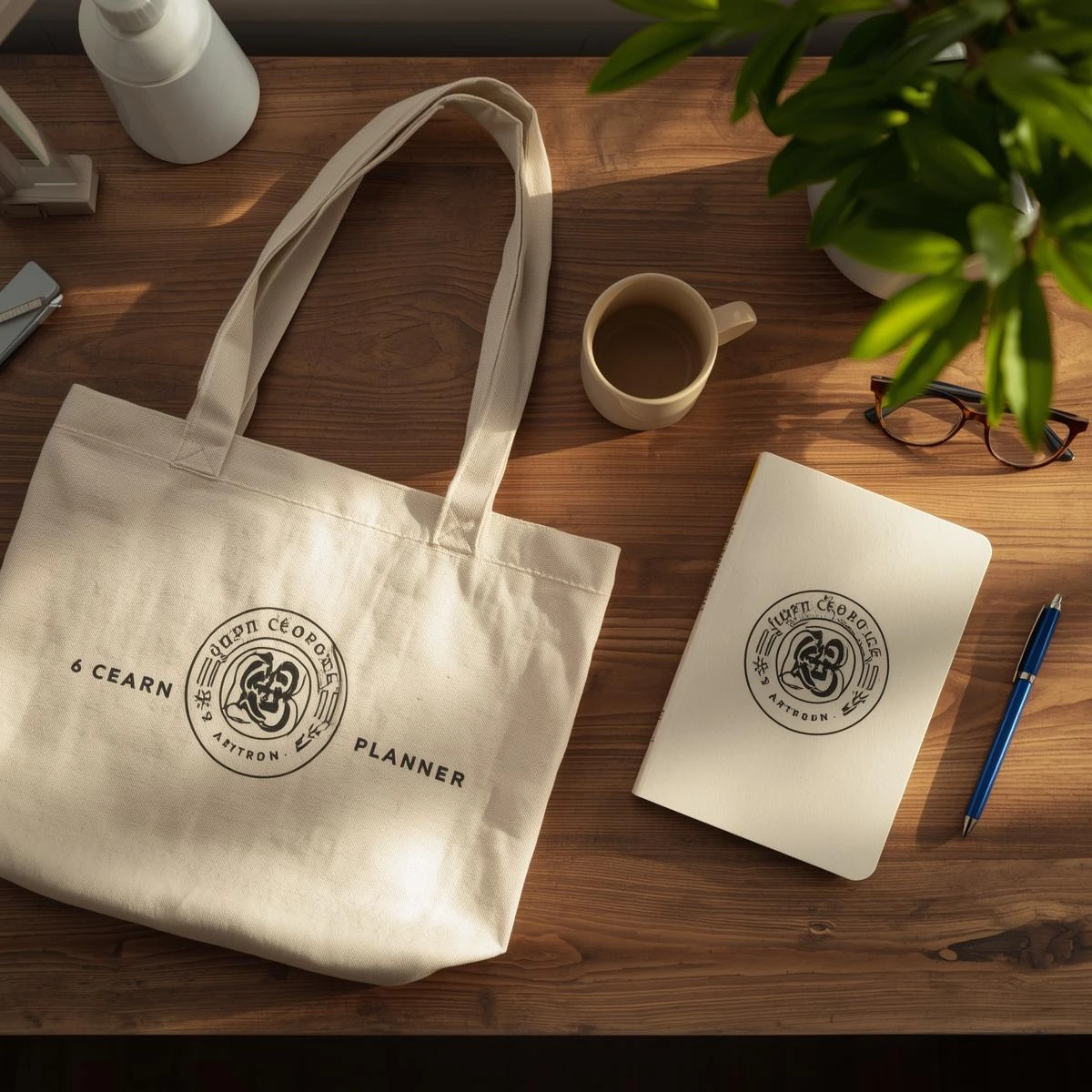 branded tote bag stationery mockup