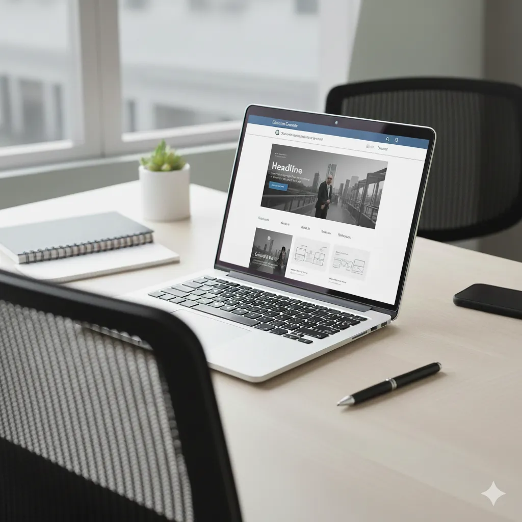 corporate website homepage laptop business design