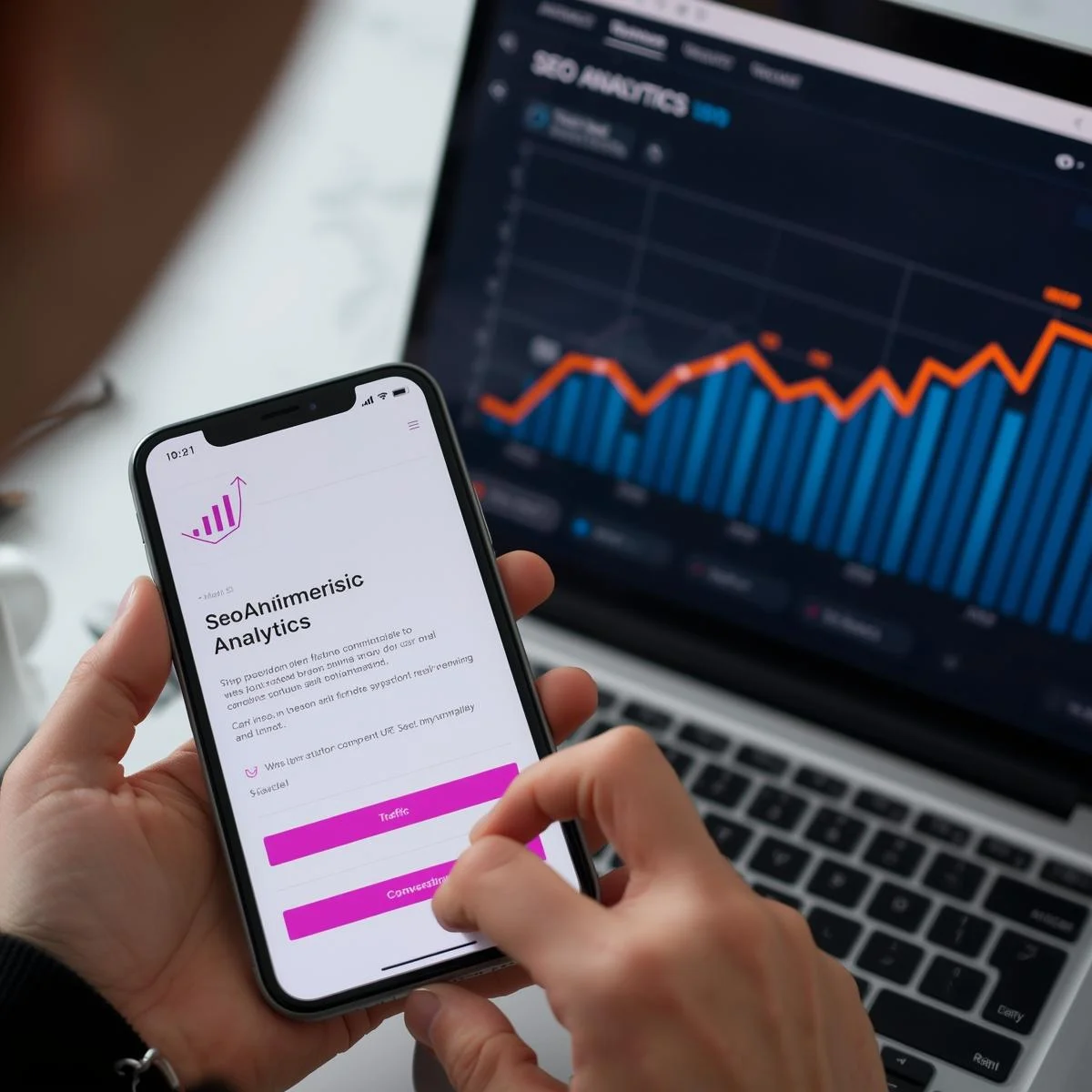 SEO analytics mobile app dashboard