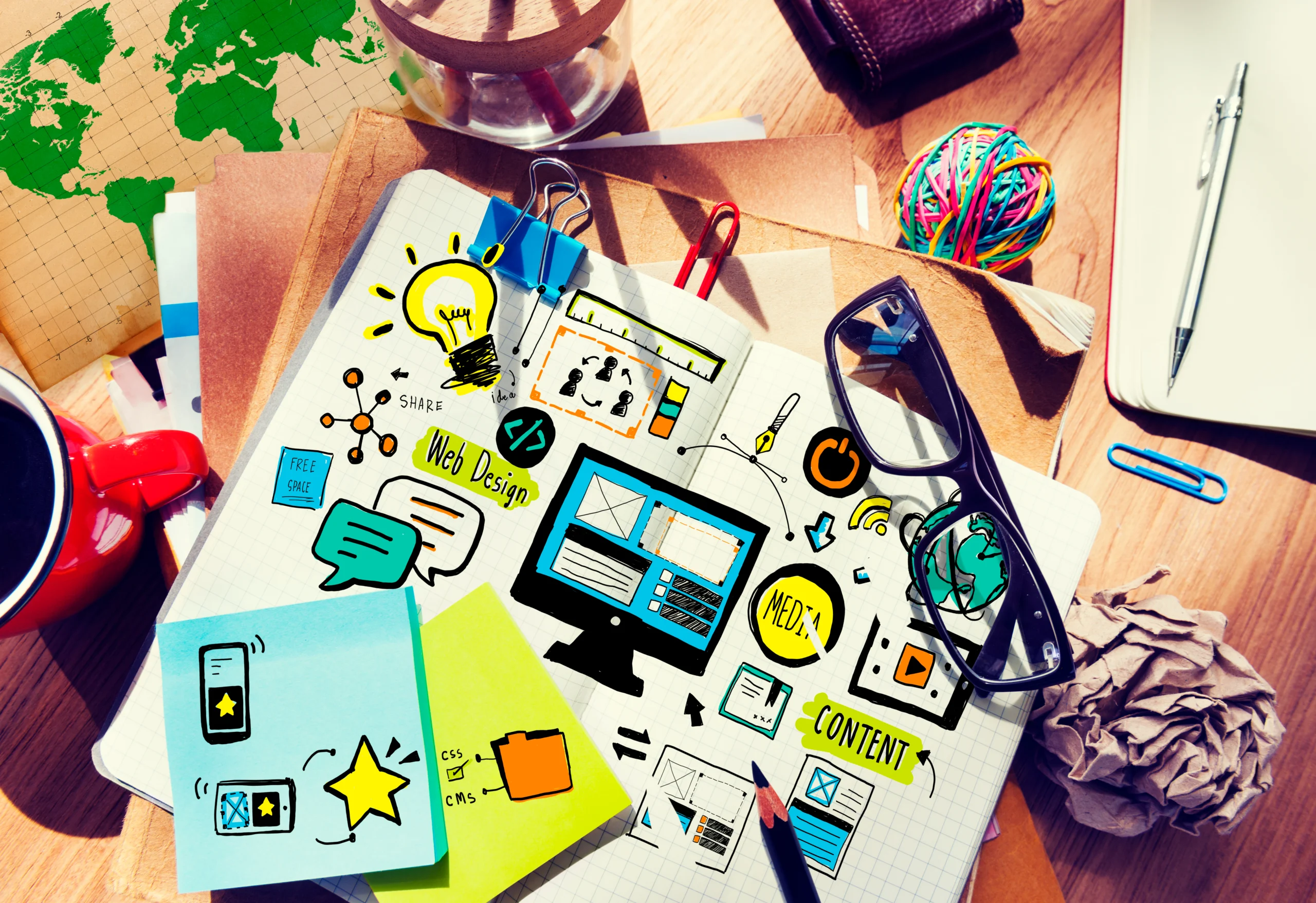 web design brainstorming creative workspace