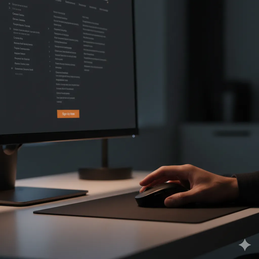 website footer dark mode orange button