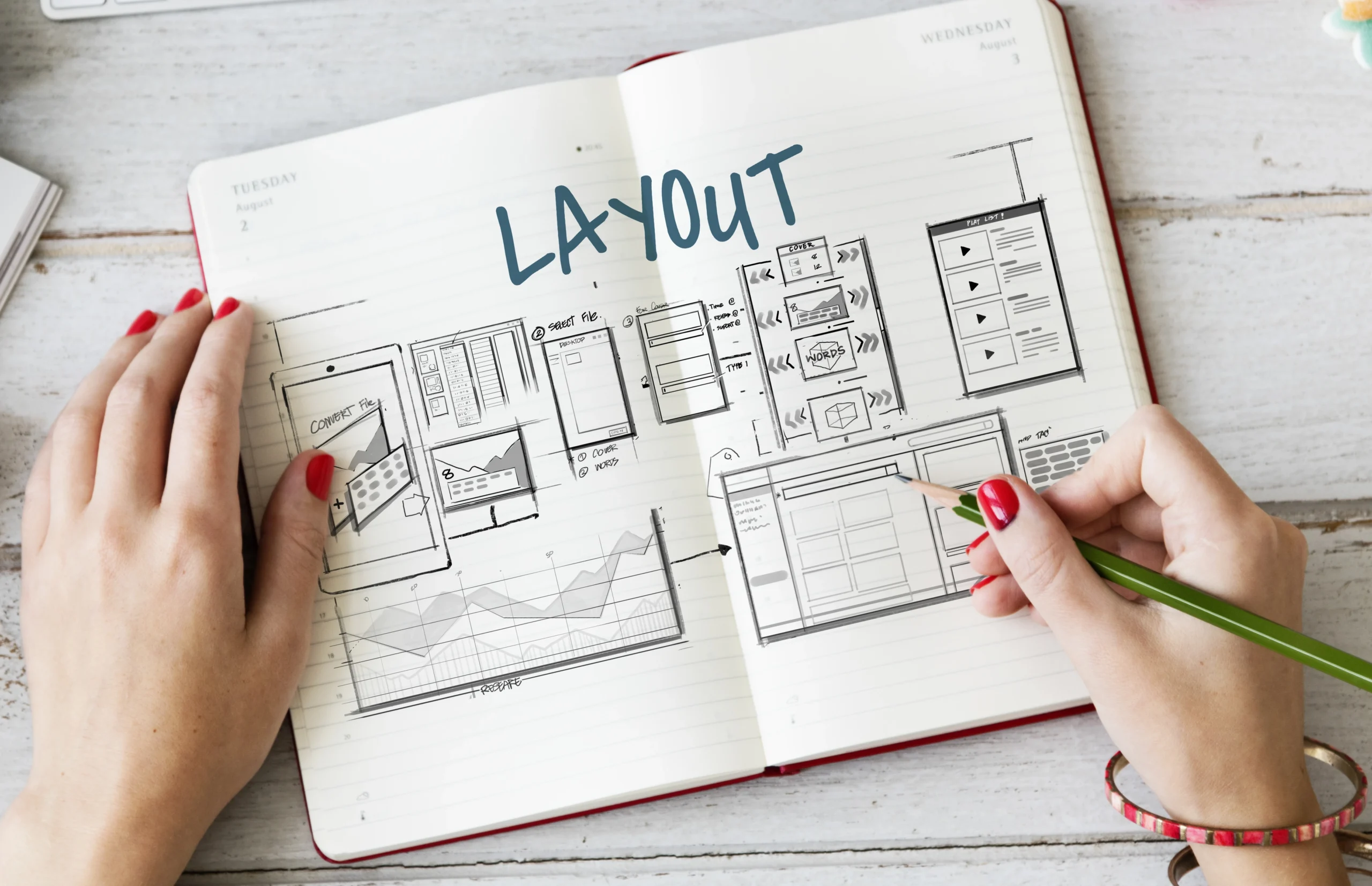 website layout wireframe sketch notebook