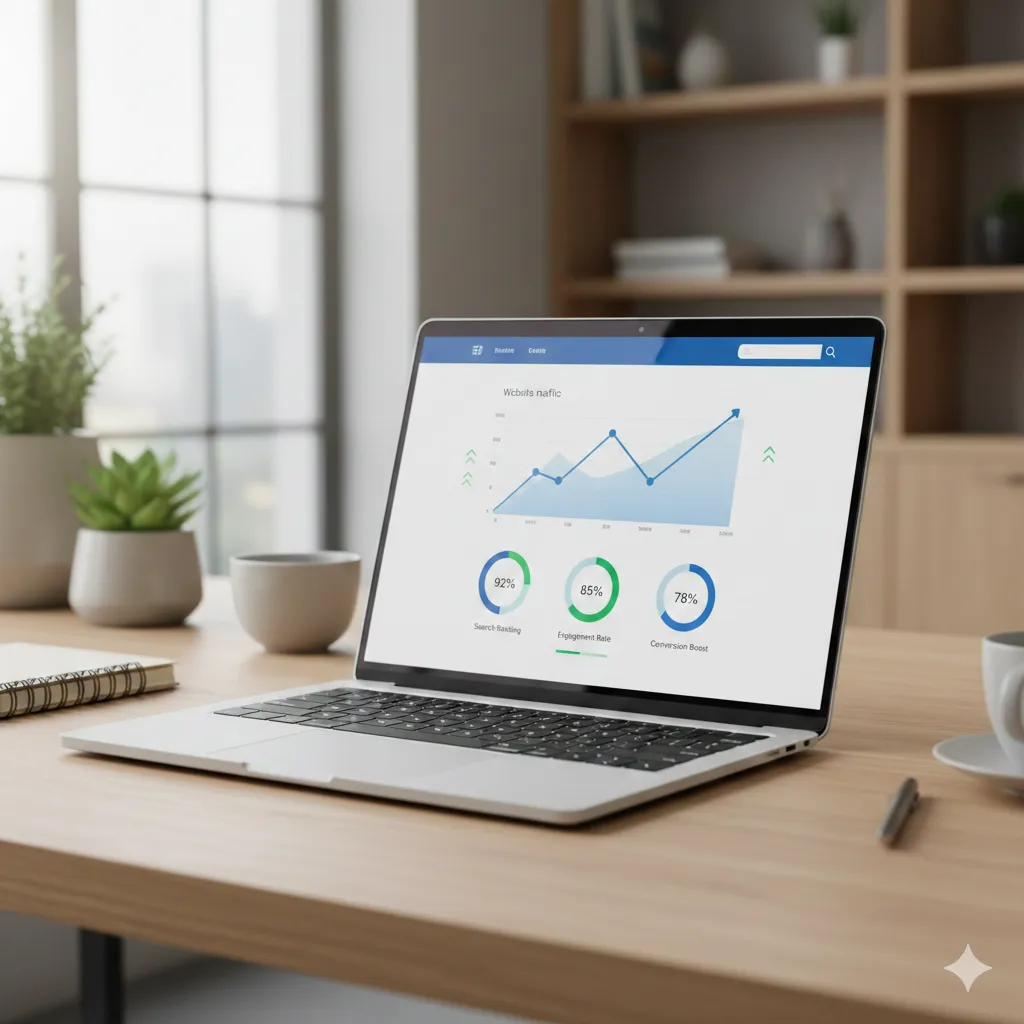 website traffic analytics dashboard laptop