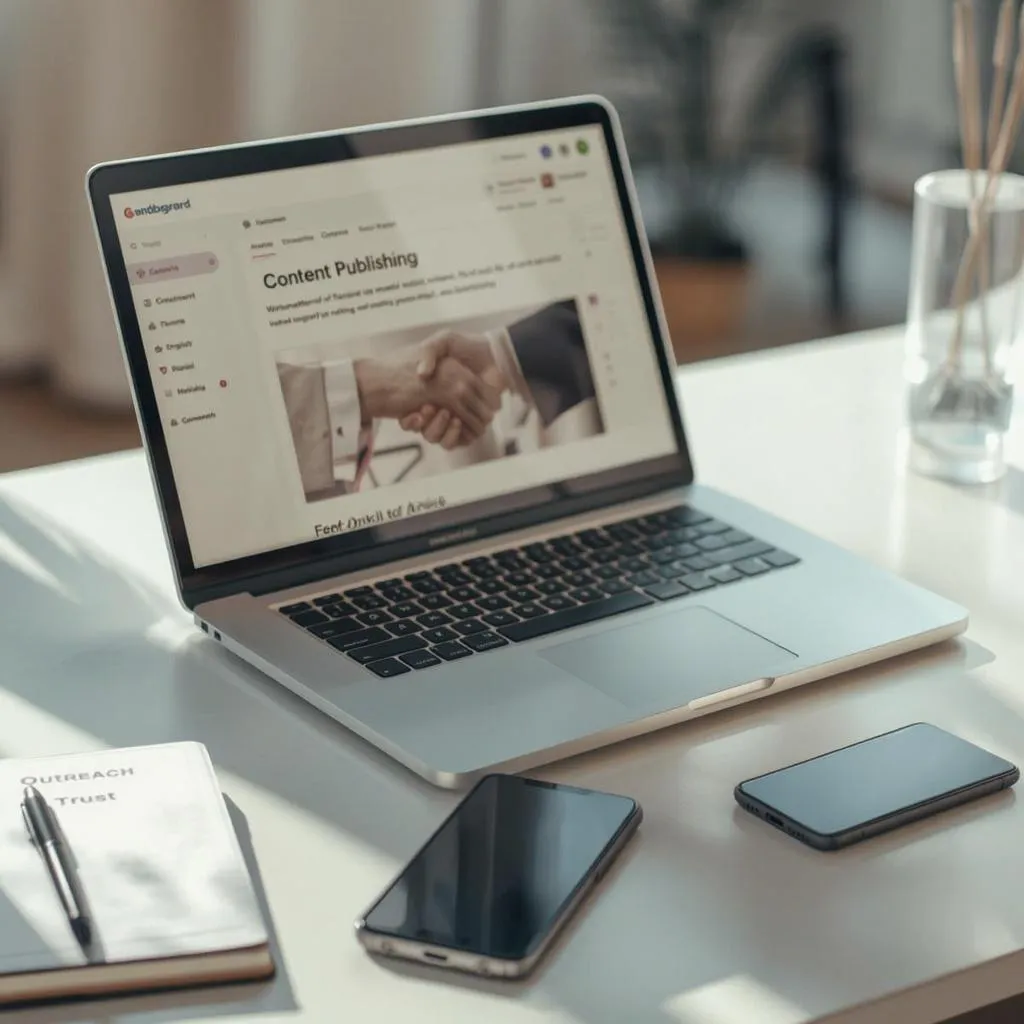 content publishing cms laptop interface