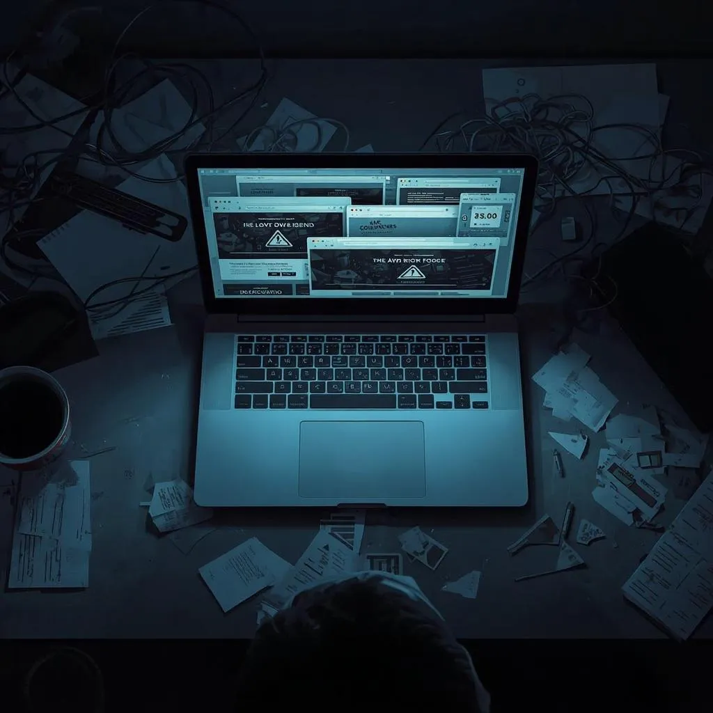 web developer multiple browser tabs laptop overhead